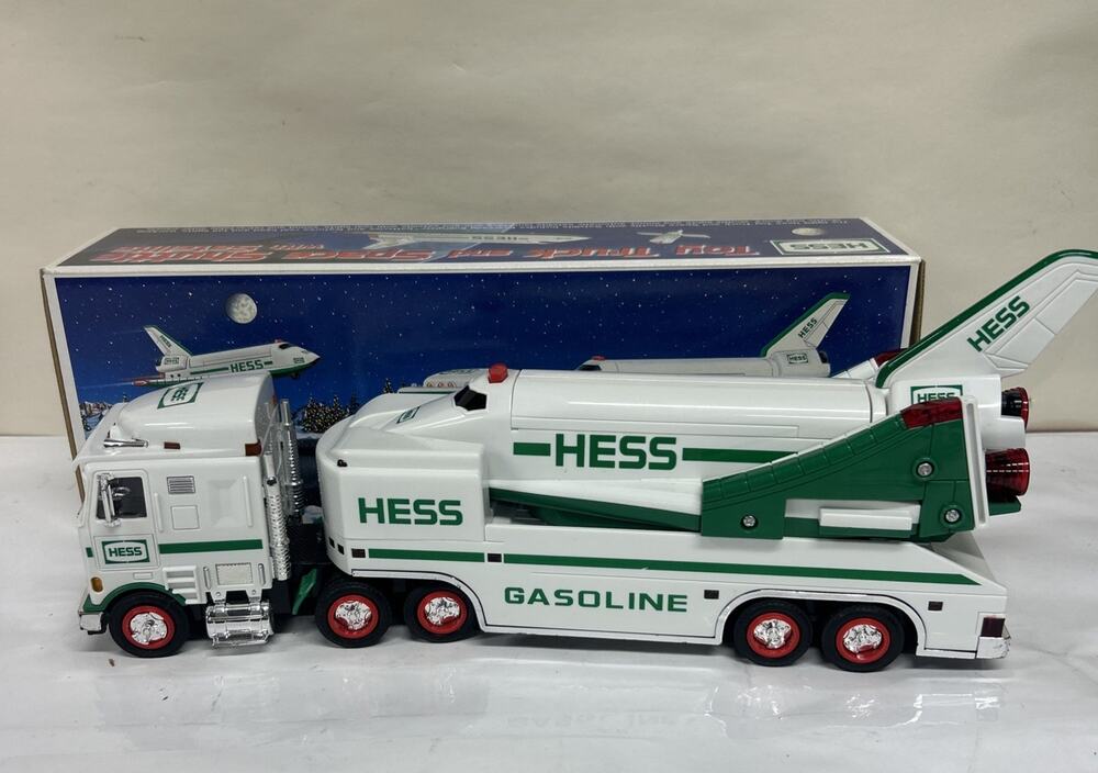 Vintage 1999 Hess Toy Truck Space Shuttle Satellite WORKS GREAT